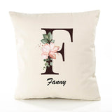 Housse de Coussin Premium Fanny Lettre - Coton Canvas Fairtrade Beige Idée Cadeau Décoration Canapé