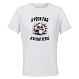 Maillot de Sport Femme Batterie J'peux Pas - T-Shirt Respirant Polyester Manches Courtes - Cadeau Sportive Anniversaire Noël Fête des Mères