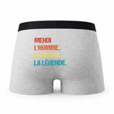 Caleçon Mehdi Mythe Légende Vintage - Humour Boxer Gris Idée Cadeau