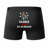 Caleçon Ilyes Silence Ilyes est en Mission - Humour Boxer Coton Idée Cadeau