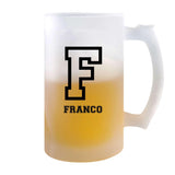Verre à Bière Franco Lettre Sport | Chope de Bière Pinte | Idée Cadeau Prénom Style Basket Université Anniversaire Papa Collègue Départ Retraite Noël