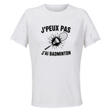 Maillot de Sport Femme Badminton J'peux Pas - T-Shirt Respirant Polyester Manches Courtes - Cadeau Sportive Anniversaire Noël Fête des Mères
