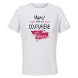 Maillot de Sport Femme pour Merci Couturiere Geniale - T-Shirt Respirant Polyester Manches Courtes - Cadeau Sportive Anniversaire Noël Fête des Mères