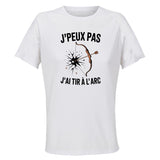 Maillot de Sport Femme Tir A Larc J'peux Pas - T-Shirt Respirant Polyester Manches Courtes - Cadeau Sportive Anniversaire Noël Fête des Mères