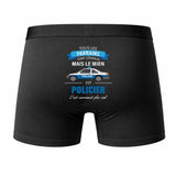 Caleçon Parrain Police - Humour Boxer Coton Idée Cadeau Fête des Pères