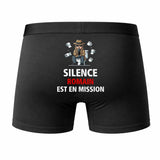 Caleçon Romain Silence Romain est en Mission - Humour Boxer Coton Idée Cadeau