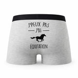 Caleçon Modele Blanc Equitation - Humour Boxer Gris Idée Cadeau
