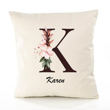Housse de Coussin Premium Karen Lettre - Coton Canvas Fairtrade Beige Idée Cadeau Décoration Canapé 40x40