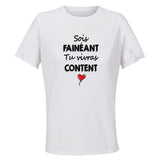 Maillot de Sport Femme Faineant Content - T-Shirt Respirant Polyester Manches Courtes - Cadeau Sportive Anniversaire Noël Fête des Mères