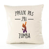Housse de Coussin Premium j'peux Pas Zumba Version Blanc - Coton Canvas Fairtrade Beige Idée Cadeau Décoration Canapé 40x40