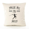 Housse de Coussin Premium Javelot Girl Version Blanc - Coton Canvas Fairtrade Beige Idée Cadeau Décoration Canapé 40x40
