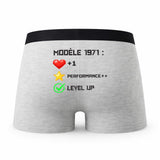 Caleçon Level Up 1971 - Humour Boxer Gris Jeu Vidéo Idée Cadeau Anniversaire