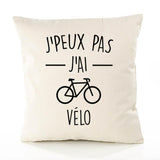 Housse de Coussin Premium Velo Version Blanc - Coton Canvas Fairtrade Beige Idée Cadeau Décoration Canapé