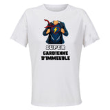 Maillot de Sport Femme Super Gardienne Dimmeuble - T-Shirt Respirant Polyester Manches Courtes - Cadeau Sportive Anniversaire Noël Fête des Mères
