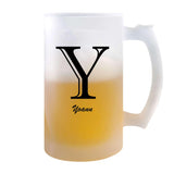 Verre à Bière Yoann Lettre Chic | Chope de Bière Pinte | Idée Cadeau Prénom Anniversaire Papa Collègue Départ Retraite Noël