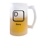 Verre à Bière Davy Lettre Clavier | Chope de Bière Pinte | Idée Cadeau Prénom Informaticien Geek Gamer Anniversaire Papa Collègue Départ Retraite Noël