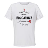 Maillot de Sport Femme Educatrice Damour - T-Shirt Respirant Polyester Manches Courtes - Cadeau Sportive Anniversaire Noël Fête des Mères