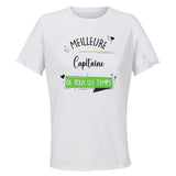 Maillot de Sport Femme pour Capitaine Meilleure de Tous Les Temps Femme-1 - T-Shirt Respirant Polyester Manches Courtes - Cadeau Sportive Anniversaire Noël Fête des Mères