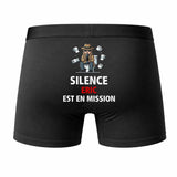 Caleçon Eric Silence Eric est en Mission - Humour Boxer Coton Idée Cadeau