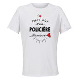 Maillot de Sport Femme Policiere Damour - T-Shirt Respirant Polyester Manches Courtes - Cadeau Sportive Anniversaire Noël Fête des Mères