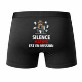 Caleçon Mathys Silence Mathys est en Mission - Humour Boxer Coton Idée Cadeau
