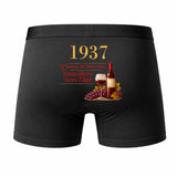Caleçon S'Améliore avec l'Âge Depuis 1937 - Humour Boxer Coton Idée Cadeau Anniversaire