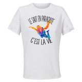 Maillot de Sport Femme Saut en Parachute C'est La Vie - T-Shirt Respirant Polyester Manches Courtes - Cadeau Sportive Anniversaire Noël Fête des Mères