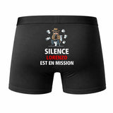 Caleçon Lorenzo Silence Lorenzo est en Mission - Humour Boxer Coton Idée Cadeau