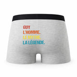 Caleçon Guy Mythe Légende Vintage - Humour Boxer Gris Idée Cadeau