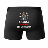 Caleçon Camille Silence Camille est en Mission - Humour Boxer Coton Idée Cadeau