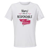 Maillot de Sport Femme pour Merci Responsable Geniale - T-Shirt Respirant Polyester Manches Courtes - Cadeau Sportive Anniversaire Noël Fête des Mères
