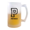 Verre à Bière Patrice Lettre Sport | Chope de Bière Pinte | Idée Cadeau Prénom Style Basket Université Anniversaire Papa Collègue Départ Retraite Noël