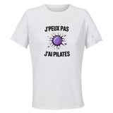 Maillot de Sport Femme Pilates J'peux Pas - T-Shirt Respirant Polyester Manches Courtes - Cadeau Sportive Anniversaire Noël Fête des Mères