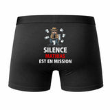 Caleçon Mathias Silence Mathias est en Mission - Humour Boxer Coton Idée Cadeau