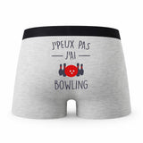 Caleçon J_Peux Pas Bowling - Humour Boxer Gris Idée Cadeau Passion