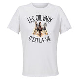Maillot de Sport Femme Chevaux C'est La Vie - T-Shirt Respirant Polyester Manches Courtes - Cadeau Sportive Anniversaire Noël Fête des Mères