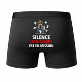 Caleçon Jean-Claude Silence Jean-Claude est en Mission - Humour Boxer Coton Idée Cadeau
