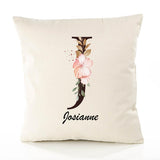 Housse de Coussin Premium Josianne Lettre - Coton Canvas Fairtrade Beige Idée Cadeau Décoration Canapé 40x40