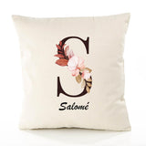 Housse de Coussin Premium Salomé Lettre - Coton Canvas Fairtrade Beige Idée Cadeau Décoration Canapé