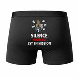 Caleçon Mathéo Silence Mathéo est en Mission - Humour Boxer Coton Idée Cadeau