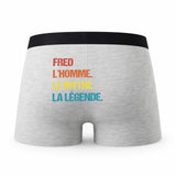 Caleçon Fred Mythe Légende Vintage - Humour Boxer Gris Idée Cadeau