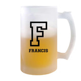 Verre à Bière Francis Lettre Sport | Chope de Bière Pinte | Idée Cadeau Prénom Style Basket Université Anniversaire Papa Collègue Départ Retraite Noël
