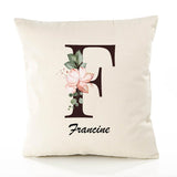Housse de Coussin Premium Francine Lettre - Coton Canvas Fairtrade Beige Idée Cadeau Décoration Canapé
