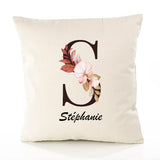 Housse de Coussin Premium Stéphanie Lettre - Coton Canvas Fairtrade Beige Idée Cadeau Décoration Canapé