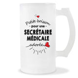 Verre à bière Secrétaire médicale adorée femme | Chope de Bière Pinte Idée Cadeau Humour Collègue famille Homme Anniversaire Noël