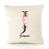 Housse de Coussin Premium Josyane Lettre - Coton Canvas Fairtrade Beige Idée Cadeau Décoration Canapé 40x40