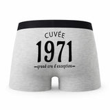 Caleçon Millésime 1971 - Humour Boxer Gris Idée Cadeau Anniversaire