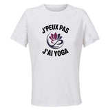 Maillot de Sport Femme Yoga J'peux Pas - T-Shirt Respirant Polyester Manches Courtes - Cadeau Sportive Anniversaire Noël Fête des Mères