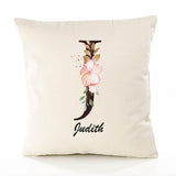 Housse de Coussin Premium Judith Lettre - Coton Canvas Fairtrade Beige Idée Cadeau Décoration Canapé 40x40