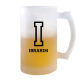Verre à Bière Ibrahim Lettre | Chope de Bière Pinte | Idée Cadeau Prénom Anniversaire Papa Collègue Départ Retraite Noël